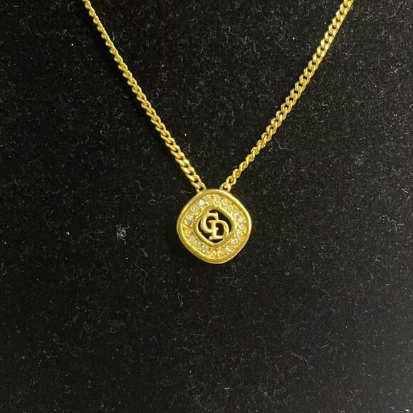 Christian Dior Crystal CD Pendant Necklace - Picture 3 of 10